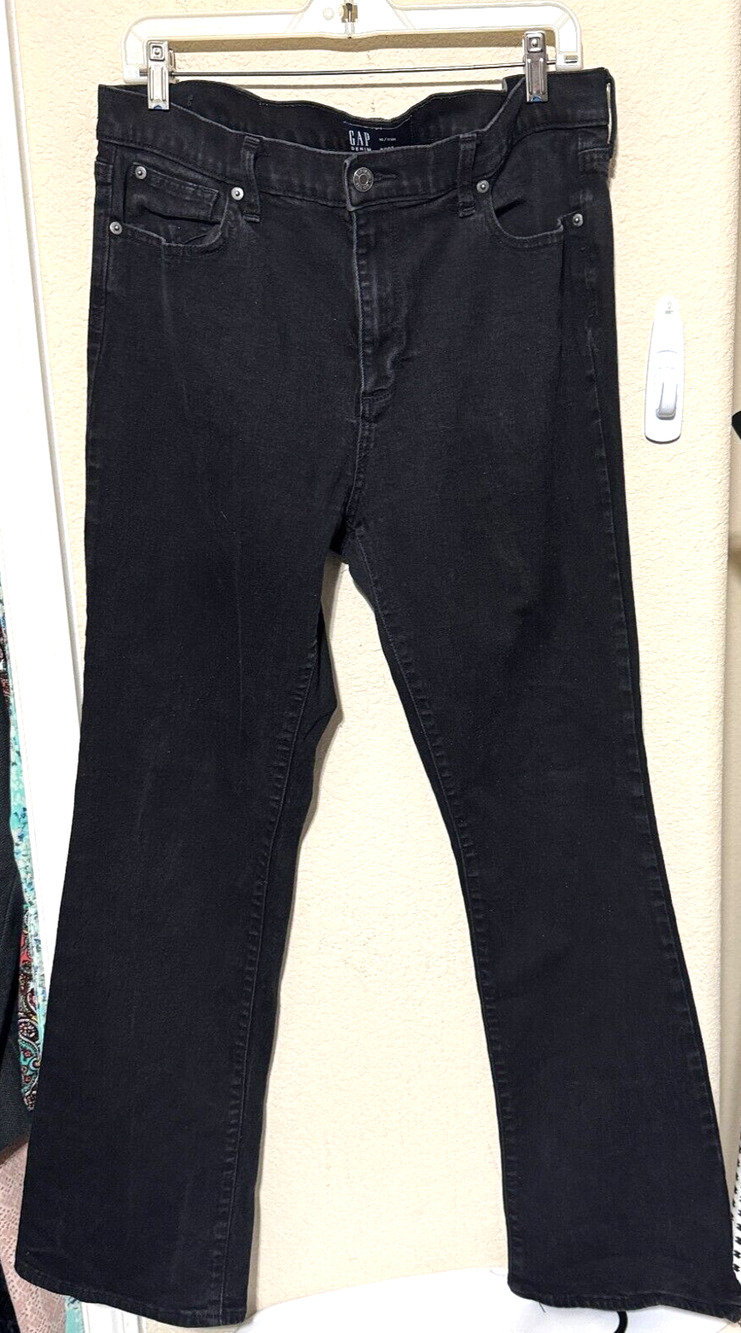 GAP Boot‎ cut Black Jeans Sz 16/33R women's denim stretch high rise waisted